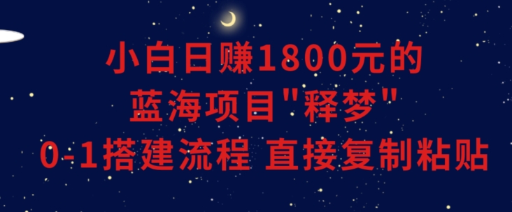 小白能日赚1800元的蓝海项目”释梦”0-1搭建流程可直接复制粘贴长期做-满月文化项目库