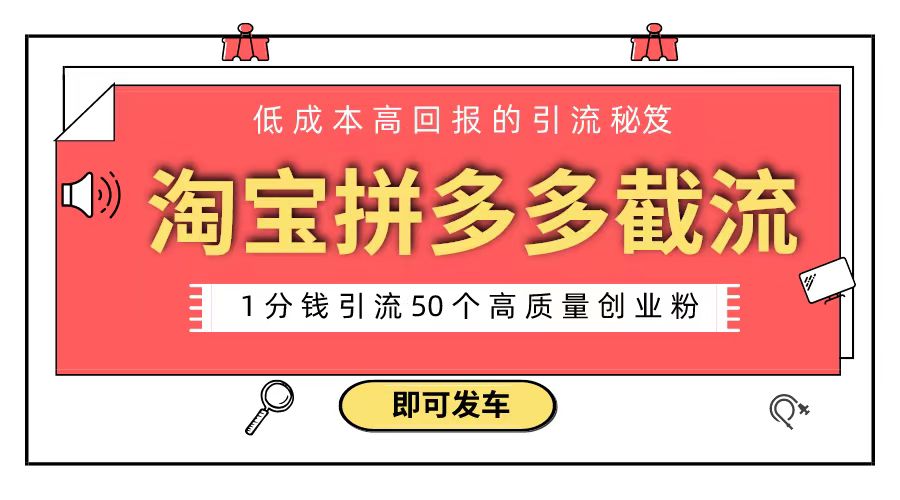 淘宝拼多多电商平台截流创业粉 只需要花上1分钱，长尾流量至少给你引流50粉-满月文化项目库