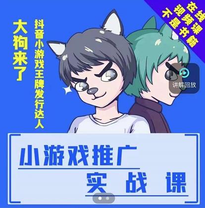 大狗来了：小游戏推广实战课，带你搭建一个游戏推广变现账号-满月文化项目库