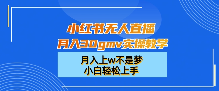 小红书无人直播月入30gmv实操教学，月入上w不是梦，小白轻松上手-满月文化项目库