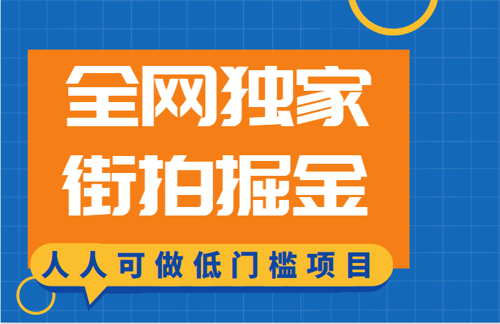 全网独家一街拍掘金，低门槛人人可做的赚钱项目-满月文化项目库