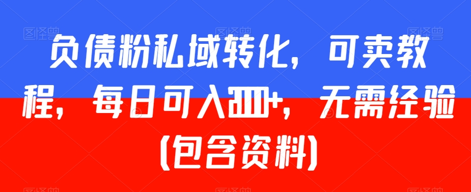 负债粉私域转化，可卖教程，每日可入2000+，无需经验（包含资料）-满月文化项目库