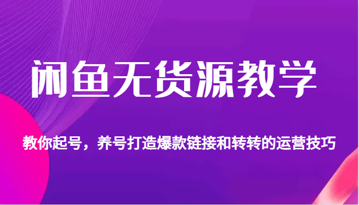 闲鱼无货源教学，教你起号，养号打造爆款链接以及转转的运营技巧-满月文化项目库