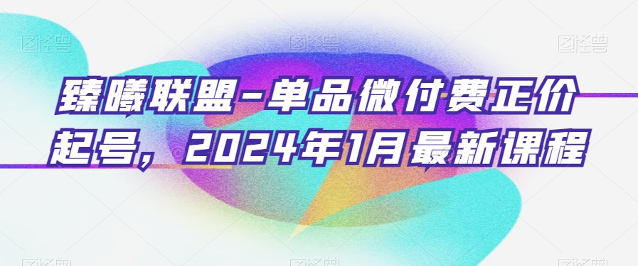 臻曦联盟-单品微付费正价起号，2024年1月最新课程-满月文化项目库