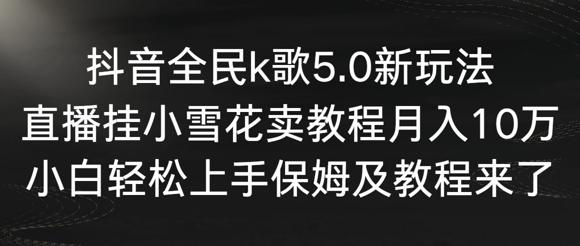 抖音全民k歌5.0新玩法，直播挂小雪花卖教程月入10万，小白轻松上手，保…-满月文化项目库