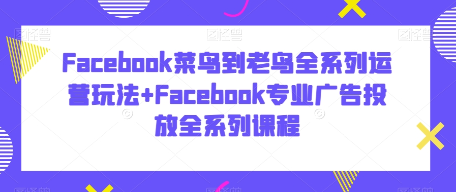 Facebook菜鸟到老鸟全系列运营玩法+Facebook专业广告投放全系列课程-满月文化项目库