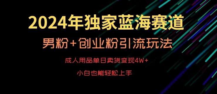 2024年独家蓝海赛道，成人用品单日卖货变现4W+，男粉+创业粉引流玩法，不愁搞不到流量【揭秘】-满月文化项目库