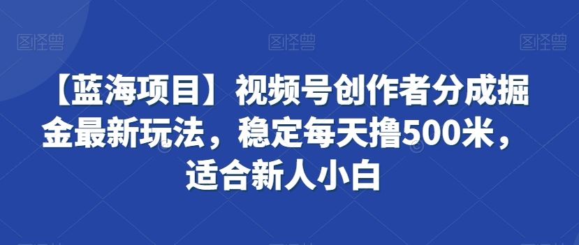 【蓝海项目】视频号创作者分成掘金最新玩法，稳定每天撸500米，适合新人小白【揭秘】-满月文化项目库