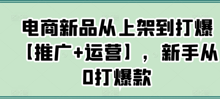 电商新品从上架到打爆【推广+运营】，新手从0打爆款-满月文化项目库