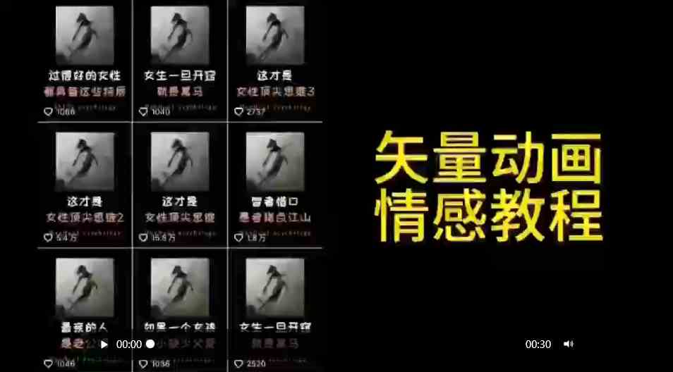 矢量动画情感教程：高点赞涨粉，适合情感、思维、创业教育等赛道-满月文化项目库