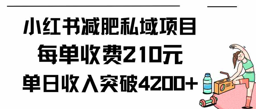 小红书减肥私域项目每单收费210元单日成交20单，最高日入4200+-满月文化项目库