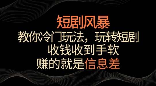 短剧风暴，教你冷门玩法，玩转短剧，收钱收到手软-满月文化项目库