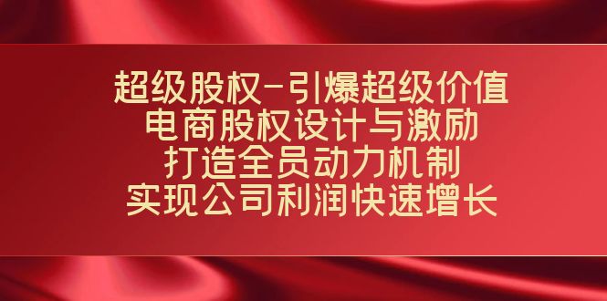 超级股权-引爆超级价值：电商股权设计与激励：打造全员动力机制 实现快速增长-满月文化项目库