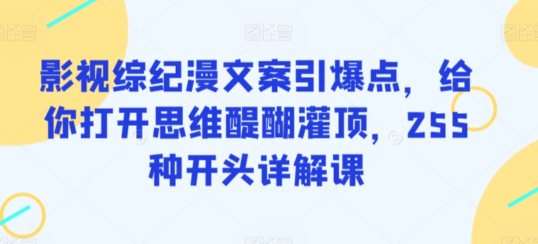 影视综纪漫文案引爆点，给你打开思维醍醐灌顶，255种开头详解课-满月文化项目库