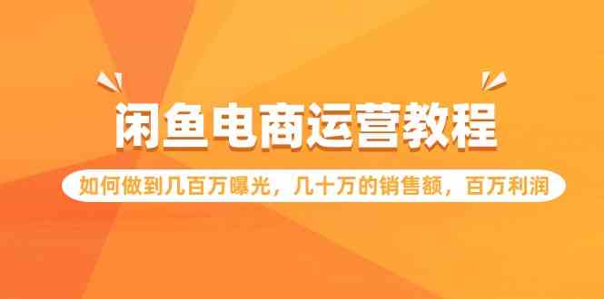 闲鱼电商运营教程：如何做到几百万曝光，几十万的销售额，百万利润-满月文化项目库