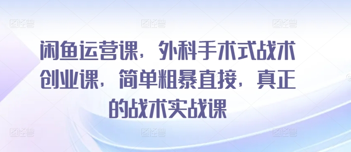 闲鱼运营课，外科手术式战术创业课，简单粗暴直接，真正的战术实战课-满月文化项目库