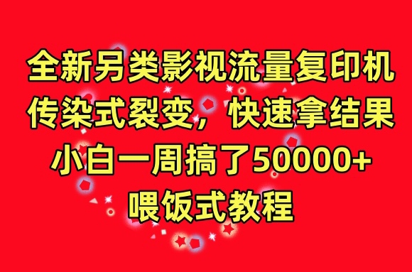 全新另类影视流量复印机，传染式裂变，快速拿结果，小白一周搞了50000+，喂饭式教程-满月文化项目库