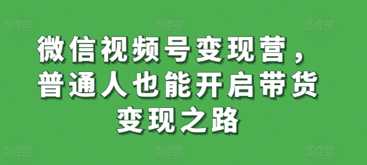 微信视频号变现营，普通人也能开启带货变现之路-满月文化项目库