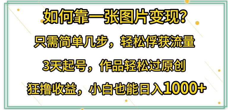 如何靠一张图片变现?只需简单几步，轻松俘获流量，3天起号，作品轻松过原创-满月文化项目库