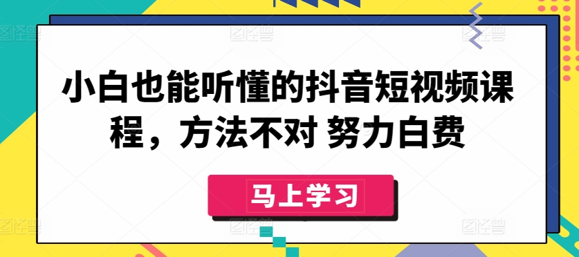 小白也能听懂的抖音短视频课程，方法不对 努力白费-满月文化项目库