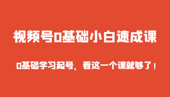 视频号0基础小白速成课，0基础学习起号，看这一个课就够了！-满月文化项目库