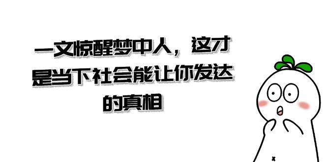 某公众号付费文章《一文惊醒梦中人，这才是当下社会能让你发达的真相》-满月文化项目库