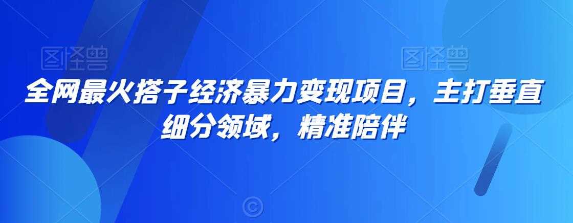 全网最火搭子经济暴力变现项目，主打垂直细分领域，精准陪伴【揭秘】-满月文化项目库