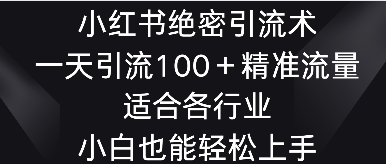 小红书绝密引流术，一天引流100＋精准流量，适合各个行业，小白也能轻松上手-满月文化项目库