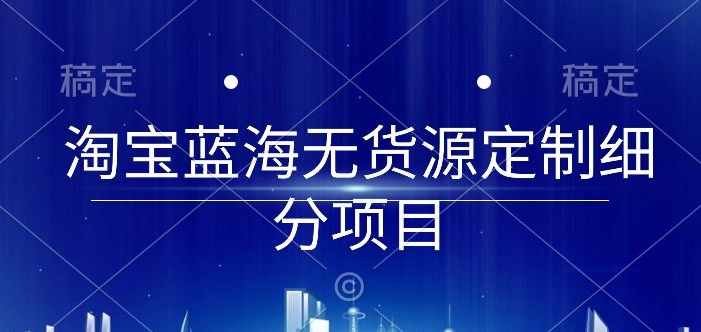 淘宝蓝海无货源定制细分项目，从0到起店实操全流程-满月文化项目库