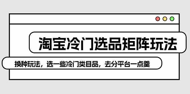 淘宝冷门选品矩阵玩法：换种玩法，选一些冷门类目品，去分平台一点羹-满月文化项目库