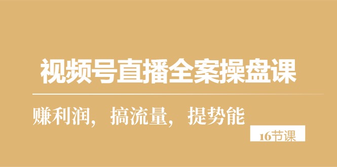 视频号直播全案操盘课，赚利润，搞流量，提势能（16节课）-满月文化项目库