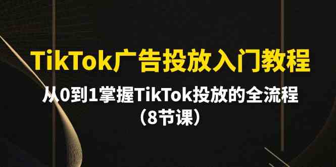 TikTok广告投放入门教程，从0到1掌握TikTok投放的全流程（8节课）-满月文化项目库