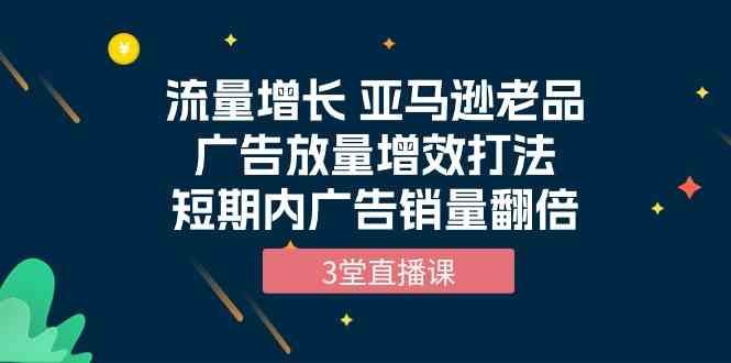 流量增长 亚马逊老品广告放量增效打法，短期内广告销量翻倍（3堂直播课）-满月文化项目库