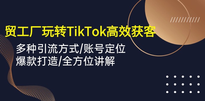 外贸工厂玩转TikTok高效获客，多种引流方式/账号定位/爆款打造/全方位讲解-满月文化项目库