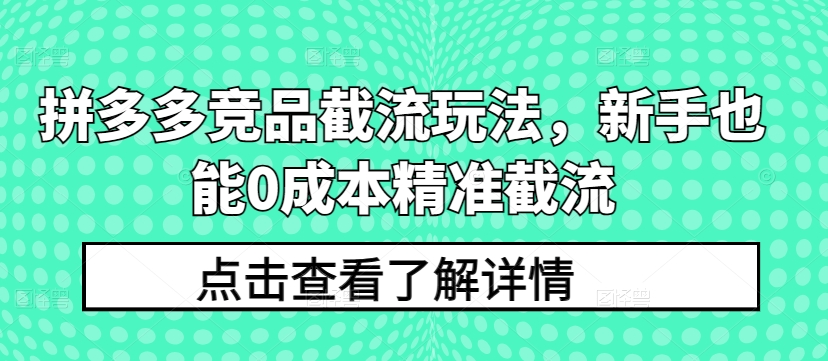 拼多多竞品截流玩法，新手也能0成本精准截流-满月文化项目库