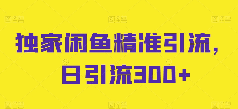 独家闲鱼精准引流，日引流300+-满月文化项目库