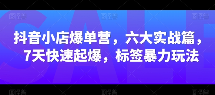 抖音小店爆单营，六大实战篇，7天快速起爆，标签暴力玩法-满月文化项目库