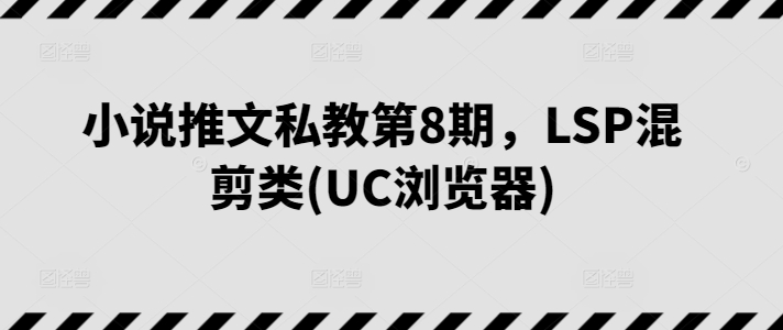 小说推文私教第8期，LSP混剪类(UC浏览器)-满月文化项目库