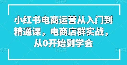 小红书电商运营从入门到精通课，电商店群实战，从0开始到学会-满月文化项目库