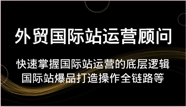 外贸国际站运营顾问-快速掌握国际站运营的底层逻辑，国际站爆品打造操作全链路等-满月文化项目库