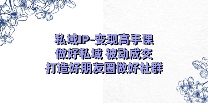 私域IP-变现高手课：做好私域 被动成交，打造好朋友圈做好社群（18节）-满月文化项目库