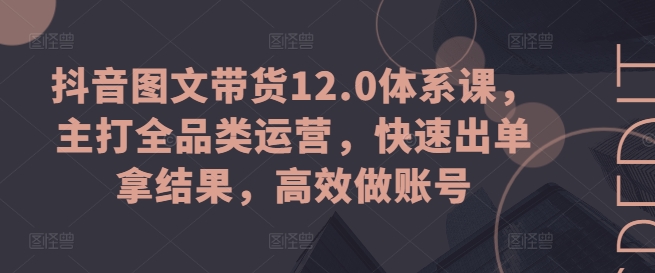 抖音图文带货12.0体系课，主打全品类运营，快速出单拿结果，高效做账号-满月文化项目库