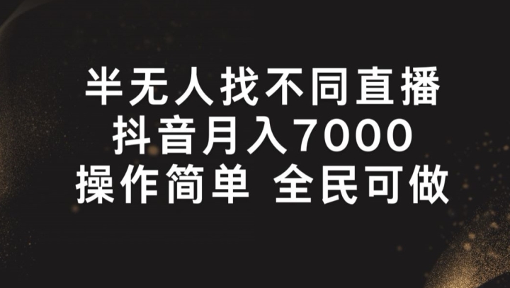 半无人找不同直播，月入7000+，操作简单 全民可做-满月文化项目库