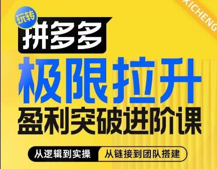 拼多多极限拉升盈利突破进阶课，​从算法到玩法，从玩法到团队搭建，体系化系统性帮助商家实现利润提升-满月文化项目库