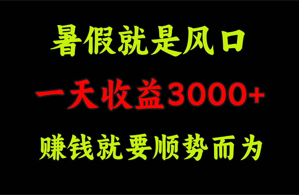 一天收益3000+ 赚钱就是顺势而为，暑假就是风口-满月文化项目库