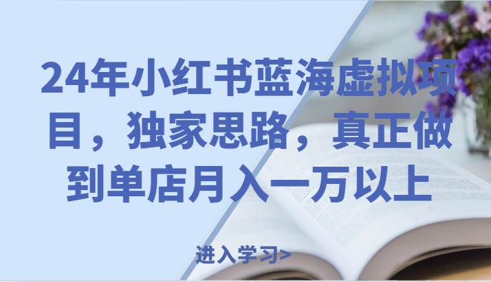 24年小红书蓝海虚拟项目，独家思路，真正做到单店月入一万以上。-满月文化项目库