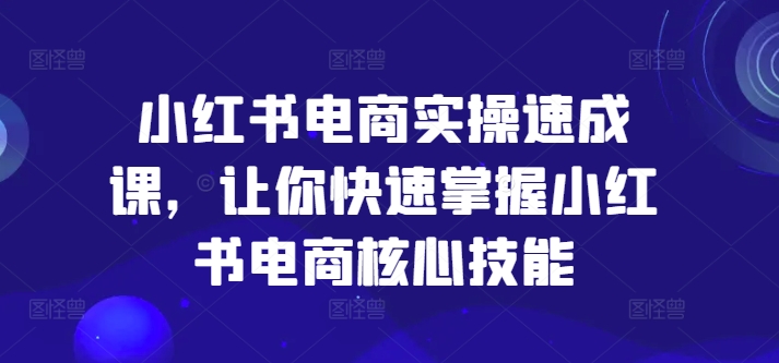 小红书电商实操速成课，让你快速掌握小红书电商核心技能-满月文化项目库