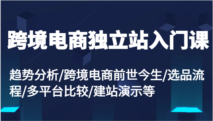 跨境电商独立站入门课：趋势分析/跨境电商前世今生/选品流程/多平台比较/建站演示等-满月文化项目库