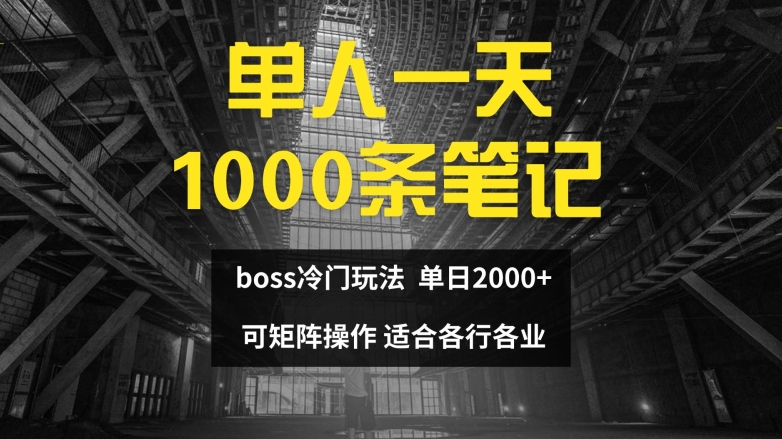 单人一天1000条笔记，日入2000+，BOSS直聘的正确玩法-满月文化项目库