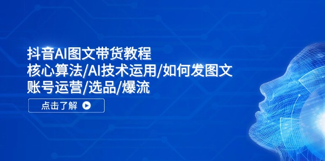 抖音AI图文带货教程：核心算法/AI技术运用/如何发图文/账号运营/选品/爆流-满月文化项目库